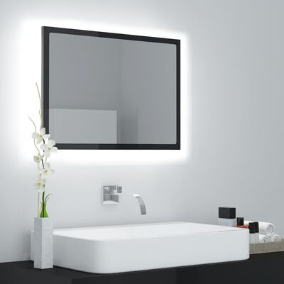 vidaXL Espejo de baño acrílico negro brillo 60x8,5x37 cm