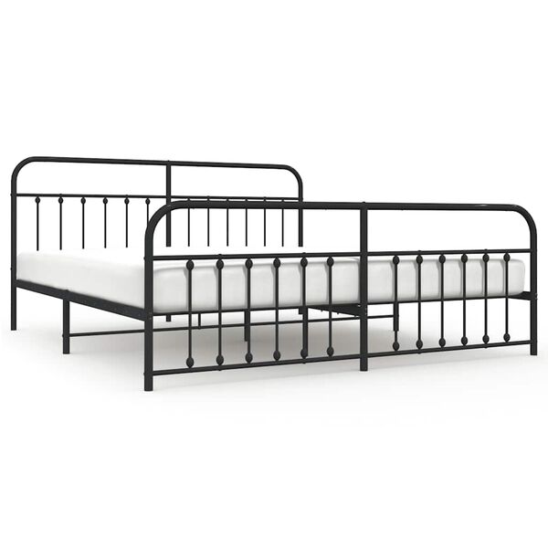 vidaXL Estructura cama sin colchón con estribo metal negro 193x203 cm