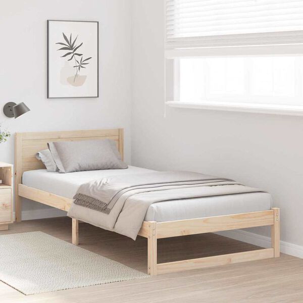 vidaXL Estructura de cama Natural 90 x 200 cm Madera de pino macizo