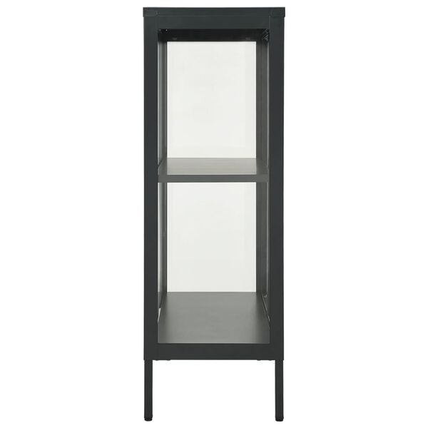 vidaXL Aparador de acero y vidrio gris antracita 75x35x105 cm