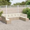 vidaXL Conjunto de sofás de jardín con cojín 10 pcs Beige Poliratán