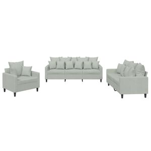 vidaXL Juego de sof&aacute;s con cojines 3 piezas terciopelo gris claro