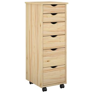 vidaXL Gabinete rodante Marr&oacute;n 34 x 39 x 93,5 cm Madera de Pino Macizo