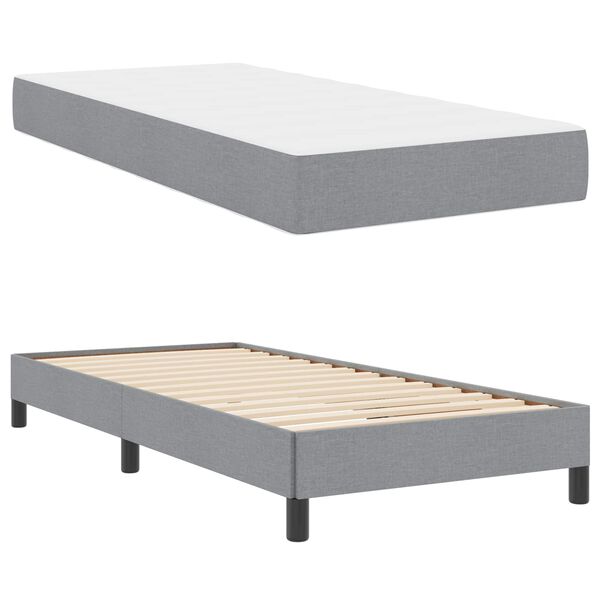 vidaXL Cama tipo Box Spring con colchón Gris Claro 90 x 190 cm tela
