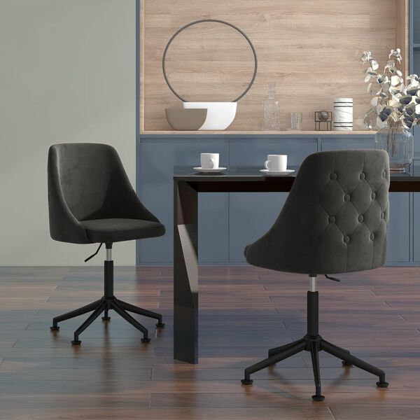 vidaXL Sillas de comedor 2 unidades terciopelo gris oscuro