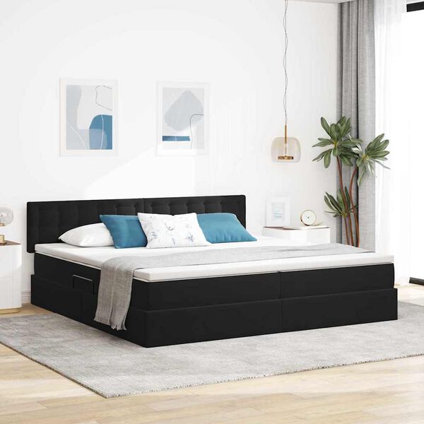 vidaXL Cama con almacenamiento Negro 200 x 200 cm Terciopelo
