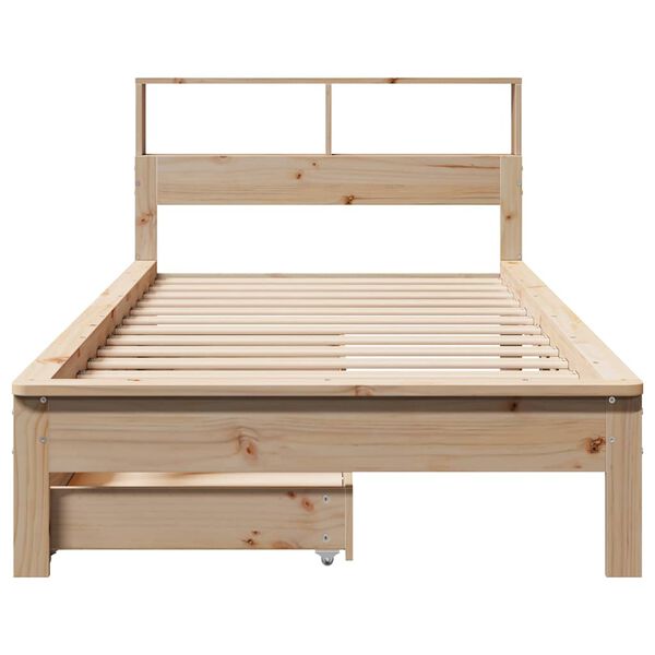 vidaXL Cama con estanter&iacute;a sin colch&oacute;n madera maciza de pino 90x200 cm
