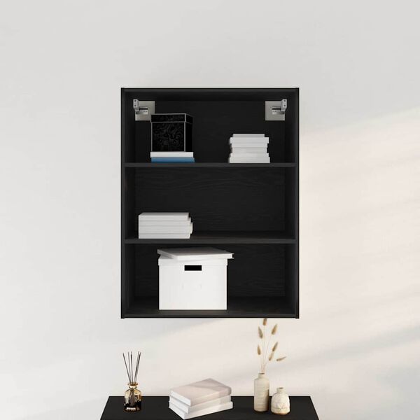 vidaXL Armario de pared colgante Roble Negro 69,5 x 32,5 x 90 cm