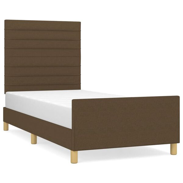 vidaXL Estructura de cama sin colch&oacute;n tela marr&oacute;n oscuro 90x190 cm