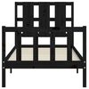vidaXL Estructura de cama individual con cabecero madera maciza negro