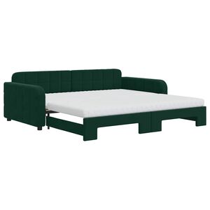 vidaXL Sof&aacute; cama nido con colch&oacute;n terciopelo verde oscuro 100x200 cm