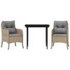vidaXL Set comedor de jard&iacute;n 3 pzas con cojines rat&aacute;n sint&eacute;tico beige
