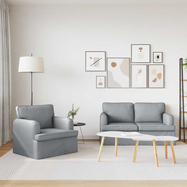 vidaXL Sof&aacute; 2 pcs Gris Claro