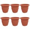 vidaXL Maceta Redonda para Flores 6 pcs Rojo Ladrillo &Oslash; 26 x 21.5 cm