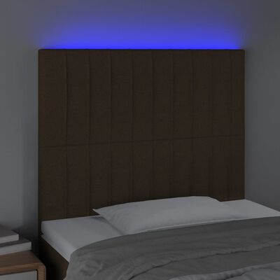vidaXL Cabecero con luces LED tela marrón oscuro 100x5x118/128 cm