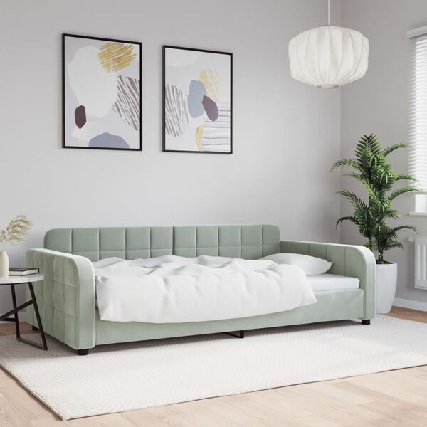 vidaXL Sof&aacute; cama sin colch&oacute;n terciopelo gris claro 100x200 cm