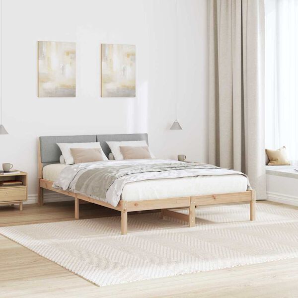 vidaXL Estructura de cama Marr&oacute;n y gris claro 140 x 190 cm
