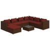 vidaXL Set sof&aacute;s de jard&iacute;n 8 piezas y cojines rat&aacute;n sint&eacute;tico marr&oacute;n