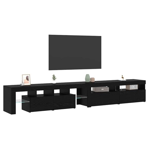 vidaXL Gabinete de TV 3 pcs Roble Negro 260 x 37 x 40 cm