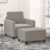 vidaXL Sill&oacute;n con taburete terciopelo gris claro 60 cm