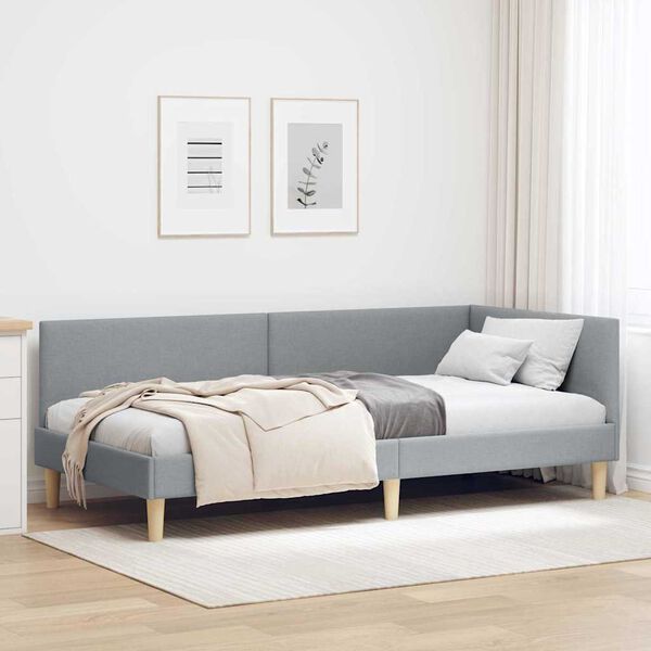 vidaXL Estructura de cama en esquina Gris Claro 80 cm x 200 cm