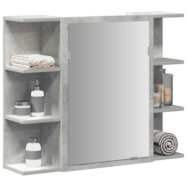 vidaXL Armario de espejo de ba&ntilde;o contrachapada gris 80x20,5x64 cm