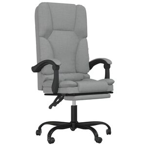 vidaXL Silla de oficina reclinable con masaje de tela gris claro