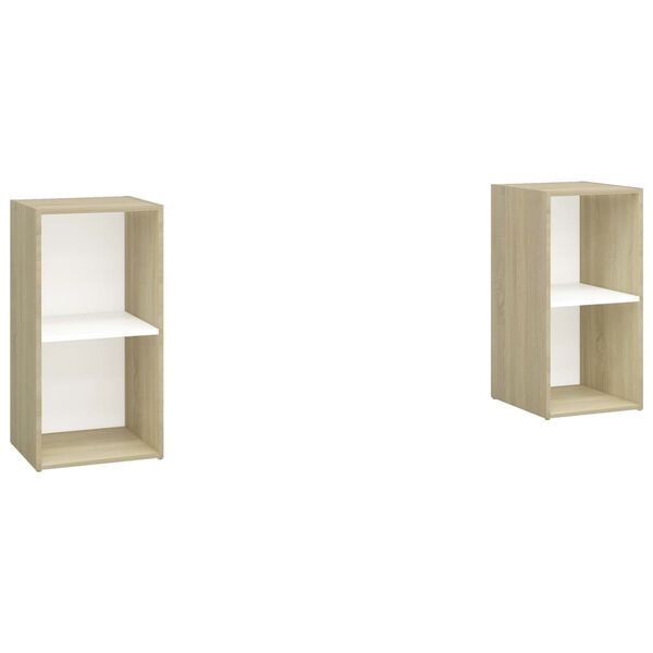 vidaXL Muebles de sal&oacute;n de pared 2 piezas blanco y roble Sonoma