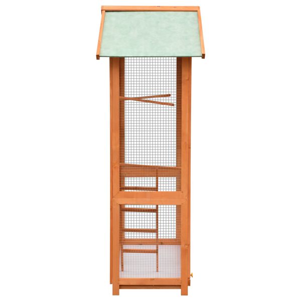 vidaXL Jaula para pájaros madera maciza pino y abeto 125,5x59,5x164 cm
