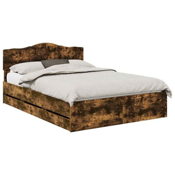 vidaXL Estructura de cama Roble ahumado 140 x 200 cm Madera Ingenieril