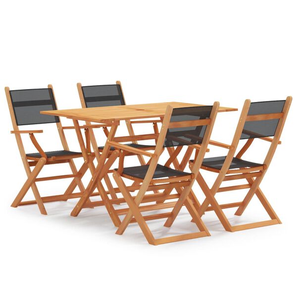 vidaXL Set de comedor para jard&iacute;n 5 pzas madera maciza eucalipto negro