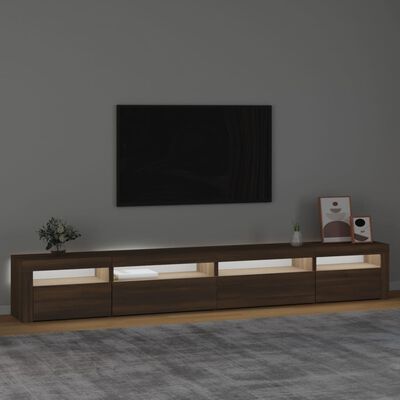 vidaXL Mueble de TV con luces LED roble marrón 270x35x40 cm