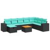 vidaXL Set de sof&aacute;s de jard&iacute;n con cojines 9 pzas rat&aacute;n sint&eacute;tico negro