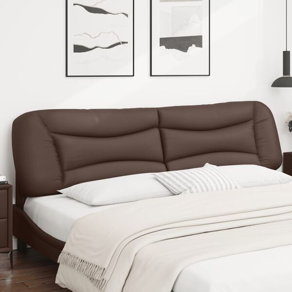 vidaXL Cabecero de cama acolchado Hvar cuero sint&eacute;tico marr&oacute;n 200 cm