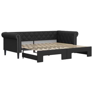 vidaXL Sof&aacute; con cama nido cuero sint&eacute;tico negro 90x200 cm