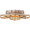 vidaXL Set muebles de jard&iacute;n 6 pzas madera maciza y cojines gris taup&eacute;