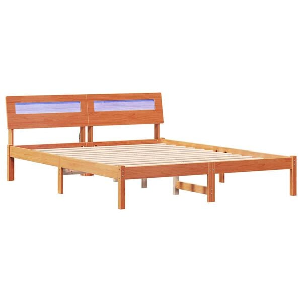 vidaXL Estructura de cama con cabecera Marr&oacute;n cera 160 x 200 cm