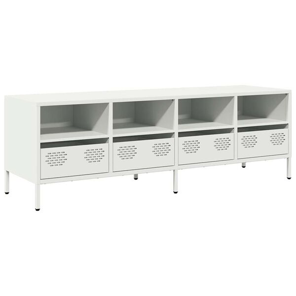vidaXL Mueble para TV acero laminado en fr&iacute;o blanco 135x39x43,5 cm