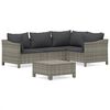 vidaXL Set de muebles de jard&iacute;n 5 pzas y cojines rat&aacute;n sint&eacute;tico gris