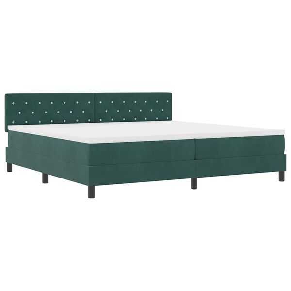 vidaXL Cama Box Spring LED Verde oscuro 200 x 200 cm Terciopelo