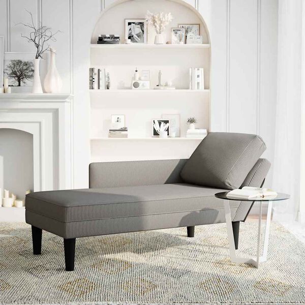 vidaXL Chaise longue con cojín de tela de pana gris claro
