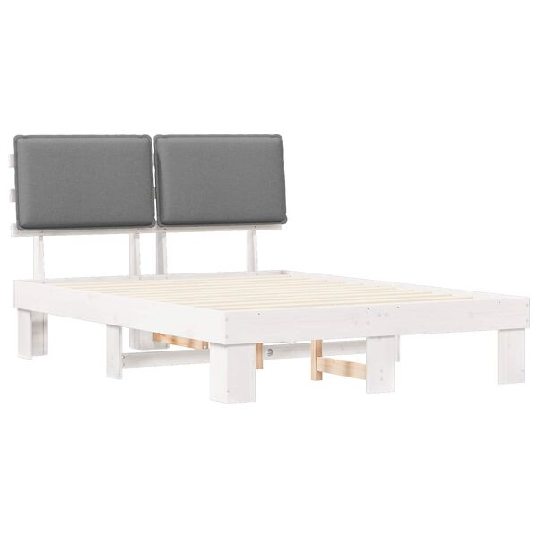 vidaXL Estructura de Cama con Cabecera Tapizada Gris Claro