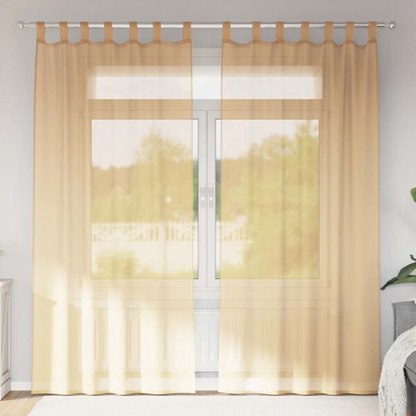 vidaXL Cortinas de gasa con trabillas 2 uds arena 140x225 cm