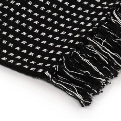 vidaXL Manta a cuadros de algodón negro 220x250 cm
