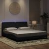 vidaXL Estructura de cama con LED sin colch&oacute;n terciopelo negro 180x200 cm
