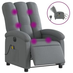 vidaXL Sill&oacute;n reclinable de masaje el&eacute;ctrico tela gris oscuro