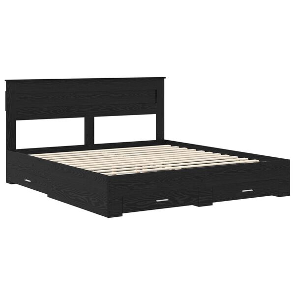 vidaXL Estructura de cama con cabecera Roble Negro 180 x 200 cm