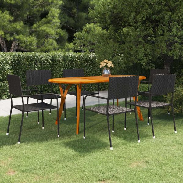 vidaXL Juego de comedor de jard&iacute;n 7 piezas negro