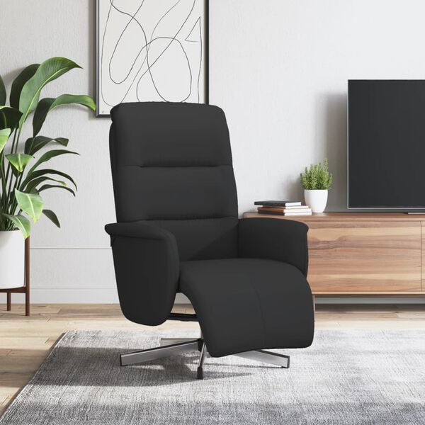 vidaXL Sill&oacute;n reclinable con reposapi&eacute;s tela negra