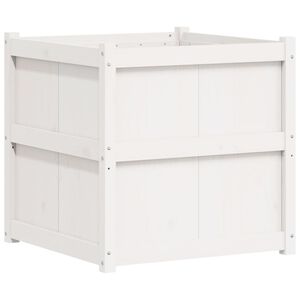 vidaXL Jardinera de madera maciza de pino blanca 70x70x70 cm